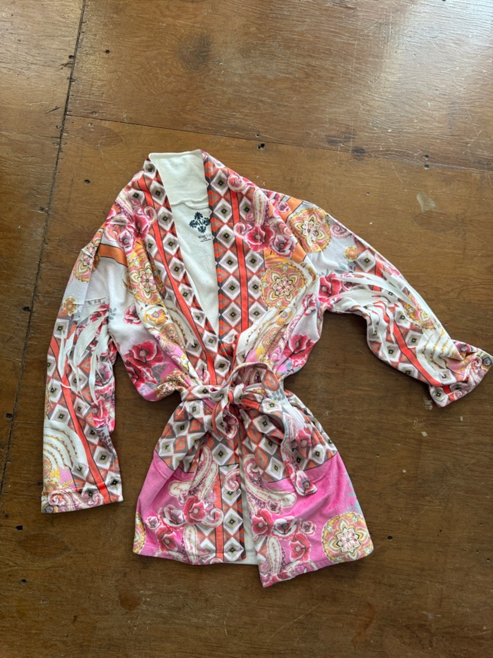 Women’s Pink Floral & Geometric Swim Coverup Kimono Wrap Up by VP made in USA